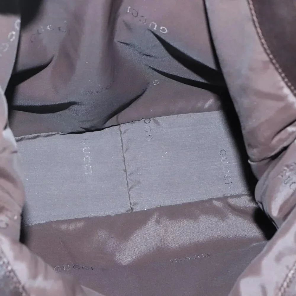 GUCCI Bamboo Hand Bag Nylon 2way Khaki Silver - Picture 13 of 16